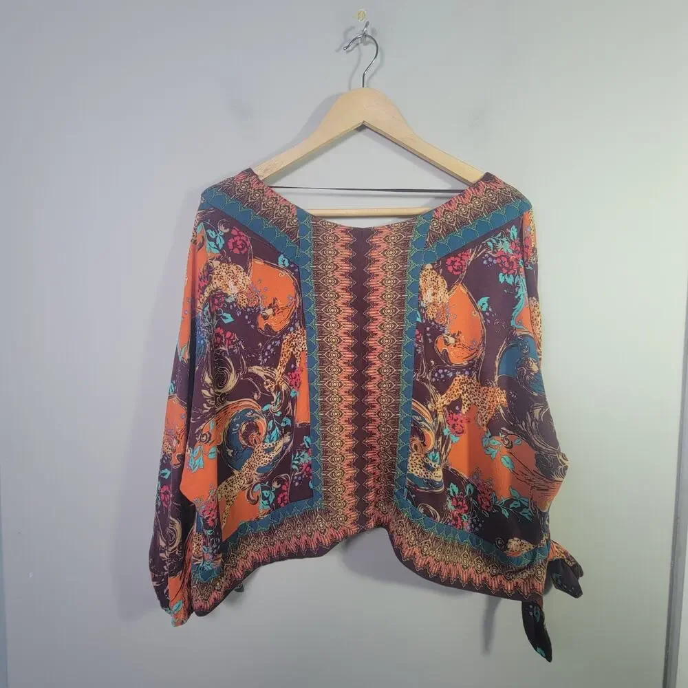 Free People S Catch Me if You Can Deep Neck Boho Oversized Top